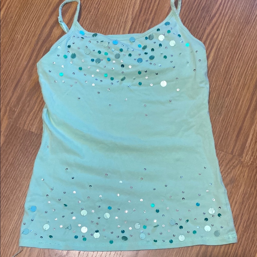 Sequin Embellished Mint Green Cami Top